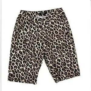 American Bazi NWOT Cheetah Print Denim Chino Shorts Size S Women's Long